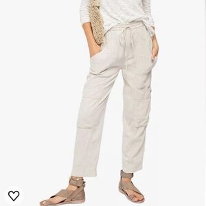 NWT Free People Feelin Good Linen Utility Pant Natural tan pants